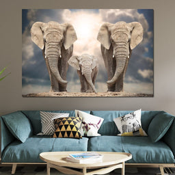 Elephant Family Under the Sun - NicheCanvas