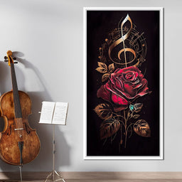 Red Rose & Musical Notes - NicheCanvas