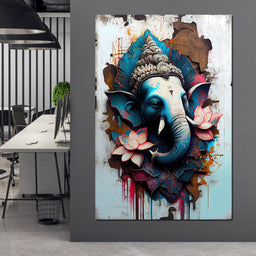 Blue Ganesh Portrait - NicheCanvas