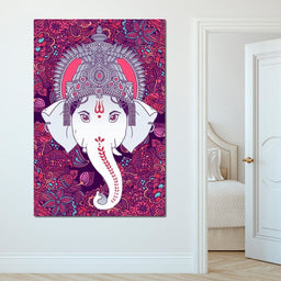 Hindu Lord Ganesha in Pink - NicheCanvas