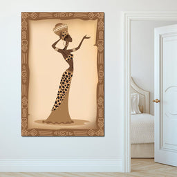 Traditional African Woman With Leopard Dress - NicheCanvas