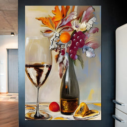 Abstract Wine & Flowers 05 - NicheCanvas