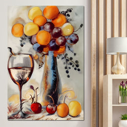 Abstract Wine & Flowers 03 - NicheCanvas