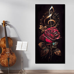 Red Rose & Musical Notes - NicheCanvas