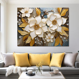 Golden Vortex of Organic Blooms - NicheCanvas