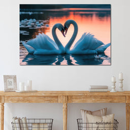 Swans In Love - Tooples Art - NicheCanvas