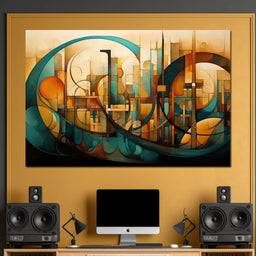 Divine Brushstrokes of Orange and Teal - NicheCanvas