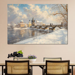 Winters Golden Glow Over Prague - NicheCanvas