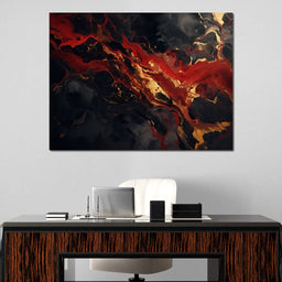 Red Gold and Black Abstraction - NicheCanvas