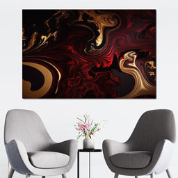 The Marble-Lux Collection: Dark Red & Vibrant Gold 15 - NicheCanvas