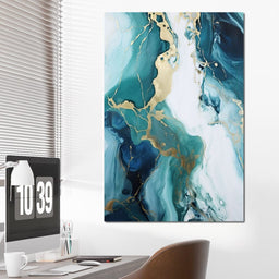 Glossy Marbling Liquid Abstraction - NicheCanvas