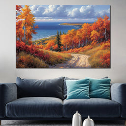 Autumn Embrace by the Shore - NicheCanvas