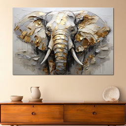 Silver and Gold Elephant - NicheCanvas