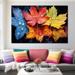 Autumnal Raindrop Leaves - NicheCanvas