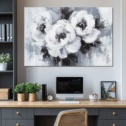 Monochrome Floral Symphony - NicheCanvas