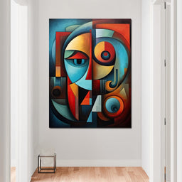 Scarlet, Sienna, and Mustard Cubism - NicheCanvas