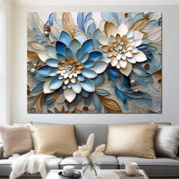 Floral Symphony in Blue & White - NicheCanvas