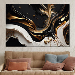 Marble-Lux Collection: Vibrant White & Gold Marble 03 - NicheCanvas