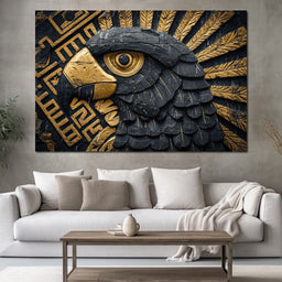 Golden Aztec Eagle Majesty - NicheCanvas