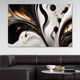 Marble-Lux Collection: Vibrant White & Gold Marble 01 - NicheCanvas