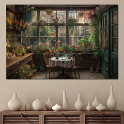 Backyard Floral Kitchen - NicheCanvas