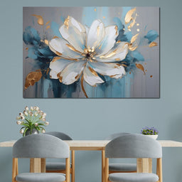 Golden Bloom in Turquoise Dream - NicheCanvas