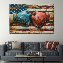Stars and Stripes Boxing Showdown - NicheCanvas