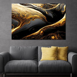 Luxury Abstract Marble in Black & Gold - NicheCanvas
