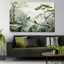 Misty Mountain Aviary Serene - NicheCanvas