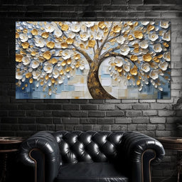 Ivory Golden Petal Melodies - NicheCanvas