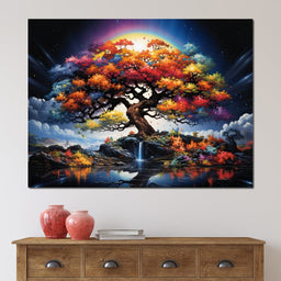 Mystic Rainbow Tree Twilight - NicheCanvas