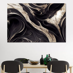 Luxury Abstract Marble in Black & White - NicheCanvas