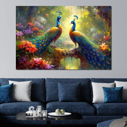 Two Peacocks - NicheCanvas