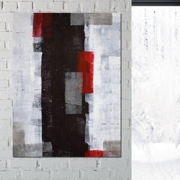 Grey & Red Abstract Art Painting - NicheCanvas