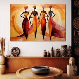 Golden Trio in Maroon Elegance - NicheCanvas