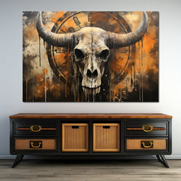 Bull Skull in the Gothic Twilight - Raven Blackwood - NicheCanvas
