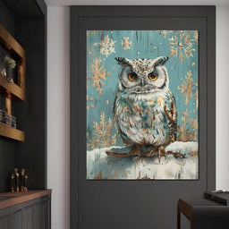 Winter Owls Golden Gaze - NicheCanvas