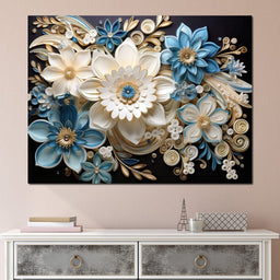 Golden Petals in Azure Nature - NicheCanvas