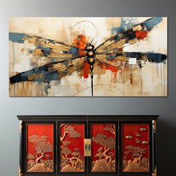 Golden Royal Geometric Harmony Dragonfly - Wildrose Creations - NicheCanvas