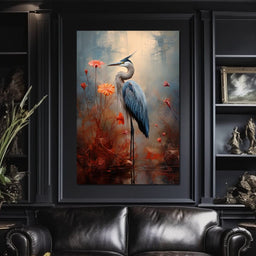 Autumn Heron Feathered Dawn - NicheCanvas