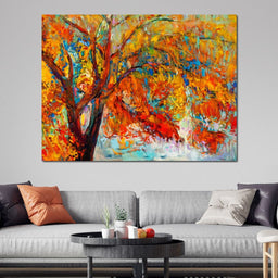 Red & Yellow Autumn Tree - NicheCanvas