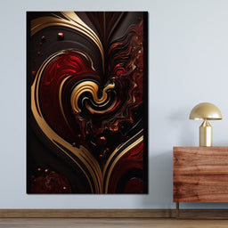 The Marble-Lux Collection: Dark Red & Vibrant Gold 05 - NicheCanvas