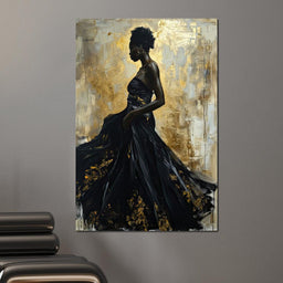 Ebony Elegance in Gold - NicheCanvas