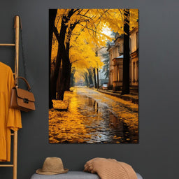 Autumn Leaves Along the City Road - NicheCanvas