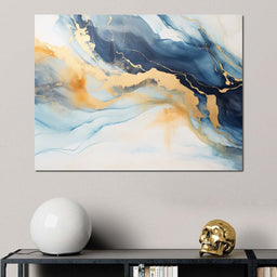 Golden Breeze Over Indigo Sea - NicheCanvas