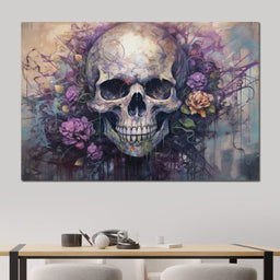 Skull & Flowers - Raven Blackwood - NicheCanvas