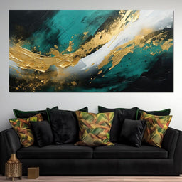 Emerald Currents with Gold - NicheCanvas