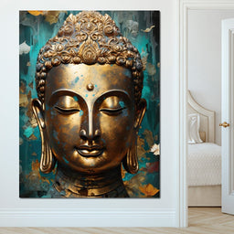 Golden Gaze of Buddha's Visage - NicheCanvas