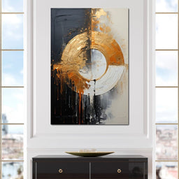 Abyssal Echoes in Gold Abstract - Tanni Cylon - NicheCanvas