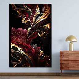 The Marble-Lux Collection: Dark Red & Vibrant Gold 02 - NicheCanvas